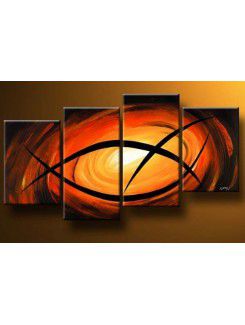 Hand-painted Abstract Oil Painting with Stretched Frame-Set of 4