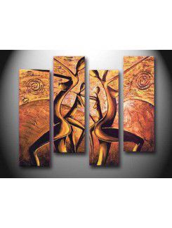 Hand-painted Abstract Oil Painting with Stretched Frame-Set of 4