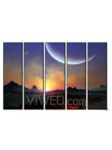 Hand-painted Sunrise Oil Painting with Stretched Frame-Set of 5