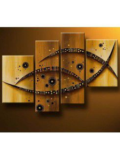 Hand-painted Abstract Oil Painting with Stretched Frame-Set of 4