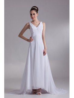 Chiffon con scollo a v sweep treno a-line abito da sposa