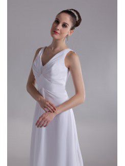 Chiffon V-Neck Sweep Train A-line Wedding Dress