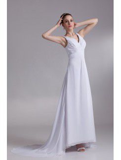 Chiffon V-Neck Sweep Train A-line Wedding Dress