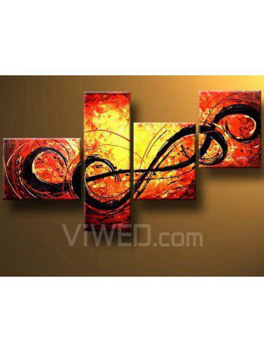 Abstract Hand-painted Oil Painting with Stretched Frame-Set of 4