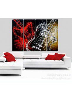 Hand-painted Abstract Oil Painting with Stretched Frame-Set of 4