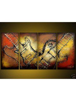 Hand-painted Abstract Oil Painting with Stretched Frame-Set of 4