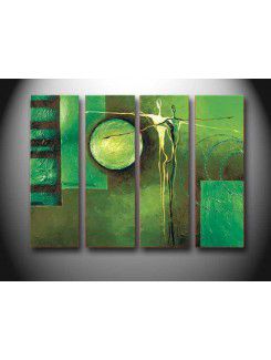 Hand-painted Abstract Oil Painting with Stretched Frame-Set of 4