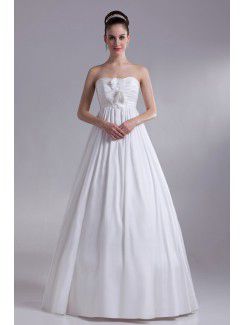 Taffeta Sweetheart Floor Length A-line Hand-made Flowers Wedding Dress