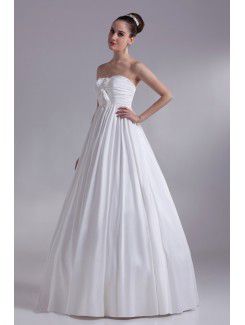 Taffeta Sweetheart Floor Length A-line Hand-made Flowers Wedding Dress