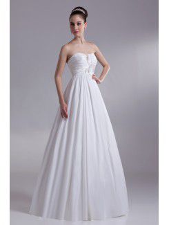 Taffeta Sweetheart Floor Length A-line Hand-made Flowers Wedding Dress