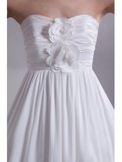 Taffeta Sweetheart Floor Length A-line Hand-made Flowers Wedding Dress