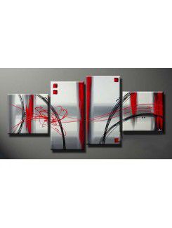 Hand-painted Abstract Oil Painting with Stretched Frame-Set of 4