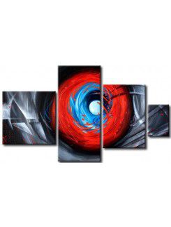 Hand-painted Abstract Oil Painting with Stretched Frame-Set of 4