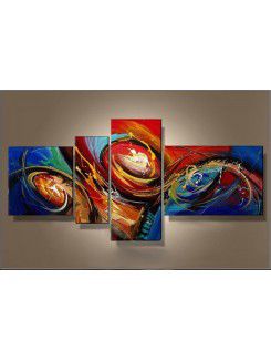 Hand-painted Abstract Oil Painting with Stretched Frame-Set of 4