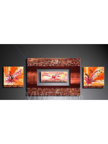 Ручная роспись цветочные картины маслом с растянутыми кадра-комплект из 4