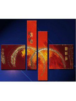 Abstract Hand-painted Oil Painting with Stretched Frame-Set of 4