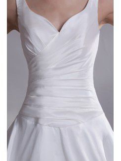 Taffeta Straps Chapel Train A-line Wedding Dress