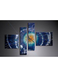 Hand-painted Abstract Oil Painting with Stretched Frame-Set of 4