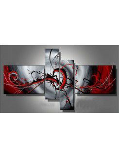 Hand-painted Abstract Oil Painting with Stretched Frame-Set of 4