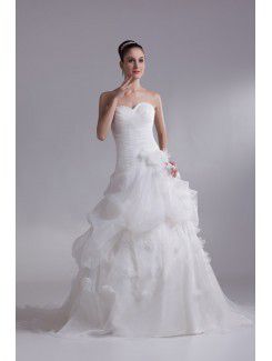 Organza Sweetheart Floor Length A-line Embroidered Wedding Dress