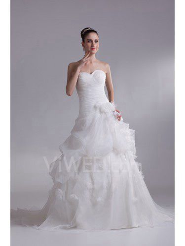 Organza di lunghezza del pavimento di a-line abito da sposa ricamato