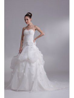 Organza Sweetheart Floor Length A-line Embroidered Wedding Dress