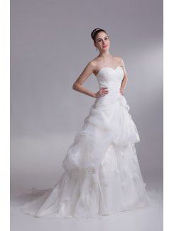 Organza Sweetheart Floor Length A-line Embroidered Wedding Dress