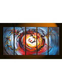 Hand-painted Abstract Oil Painting with Stretched Frame-Set of 5