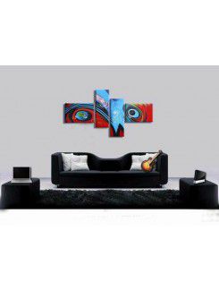 Hand-painted Abstract Oil Painting with Stretched Frame-Set of 4