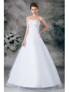 Organza Sweetheart Floor Length A-line Embroidered Wedding Dress