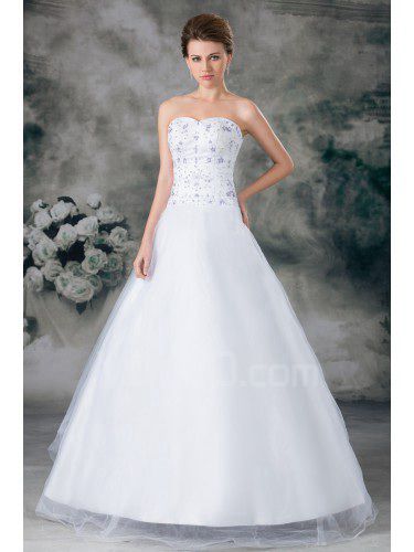 Organza Sweetheart Floor Length A-line Embroidered Wedding Dress