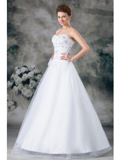 Organza Sweetheart Floor Length A-line Embroidered Wedding Dress