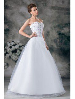 Organza Sweetheart Floor Length A-line Embroidered Wedding Dress