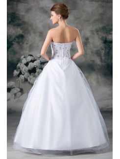 Organza Sweetheart Floor Length A-line Embroidered Wedding Dress