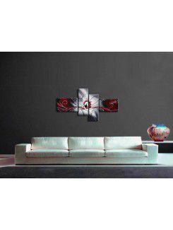 Hand-painted Abstract Oil Painting with Stretched Frame-Set of 4