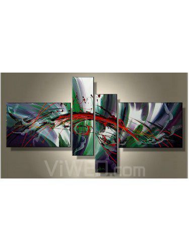 Hand-painted Abstract Oil Painting with Stretched Frame-Set of 4