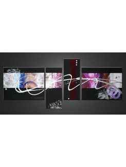 Hand-painted Abstract Oil Painting with Stretched Frame-Set of 4