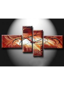 Hand-painted Abstract Oil Painting with Stretched Frame-Set of 4