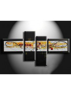 Hand-painted Abstract Oil Painting with Stretched Frame-Set of 4