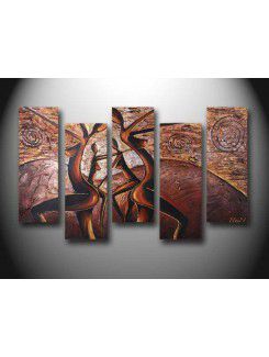 Hand-painted Abstract Oil Painting with Stretched Frame-Set of 5