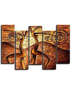 Abstract Hand-painted Oil Painting with Stretched Frame-Set of 5