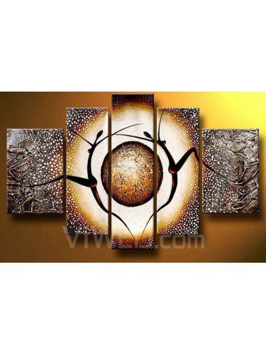 Abstract Hand-painted Oil Painting with Stretched Frame-Set of 5