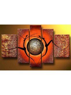 Hand-painted Abstract Oil Painting with Stretched Frame-Set of 5