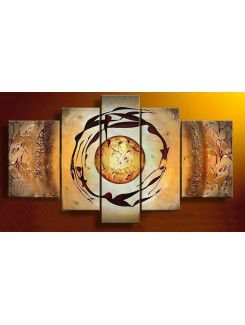 Hand-painted Abstract Oil Painting with Stretched Frame-Set of 5