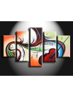 Hand-painted Abstract Oil Painting with Stretched Frame-Set of 5