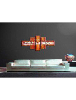 Hand-painted Abstract Oil Painting with Stretched Frame-Set of 5