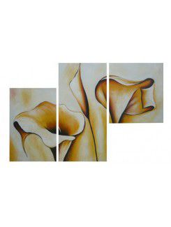 Pintura pintados à mão óleo com moldura abstracta esticado-conjunto de 3