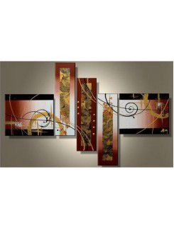 Hand-painted Abstract Oil Painting with Stretched Frame-Set of 5