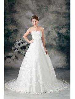 Lace Scoop Sweep Train A-line Wedding Dress