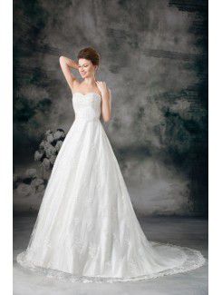 Lace Scoop Sweep Train A-line Wedding Dress